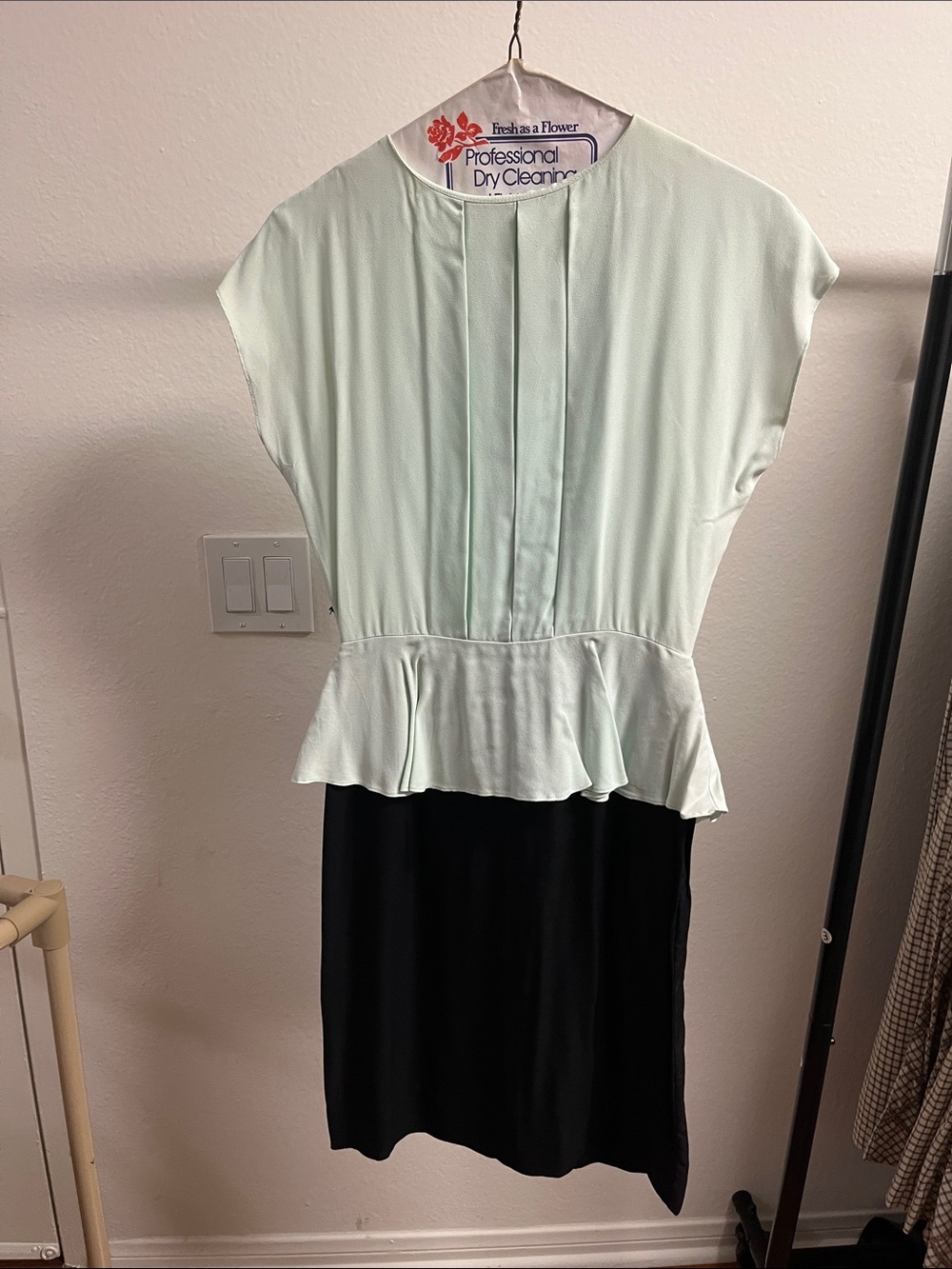 Mint & Black Peplum Dress - Women's Two-Tone Dress